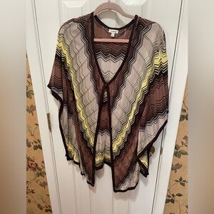 Neiman Marcus Brown and Yellow Chevron Poncho